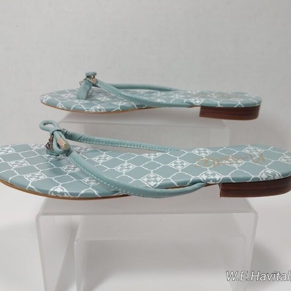 Nanette™by Nanette Lepore® Aqua Signature Melanie Leather Thong Sandals Size 8.5 - Picture 8 of 16